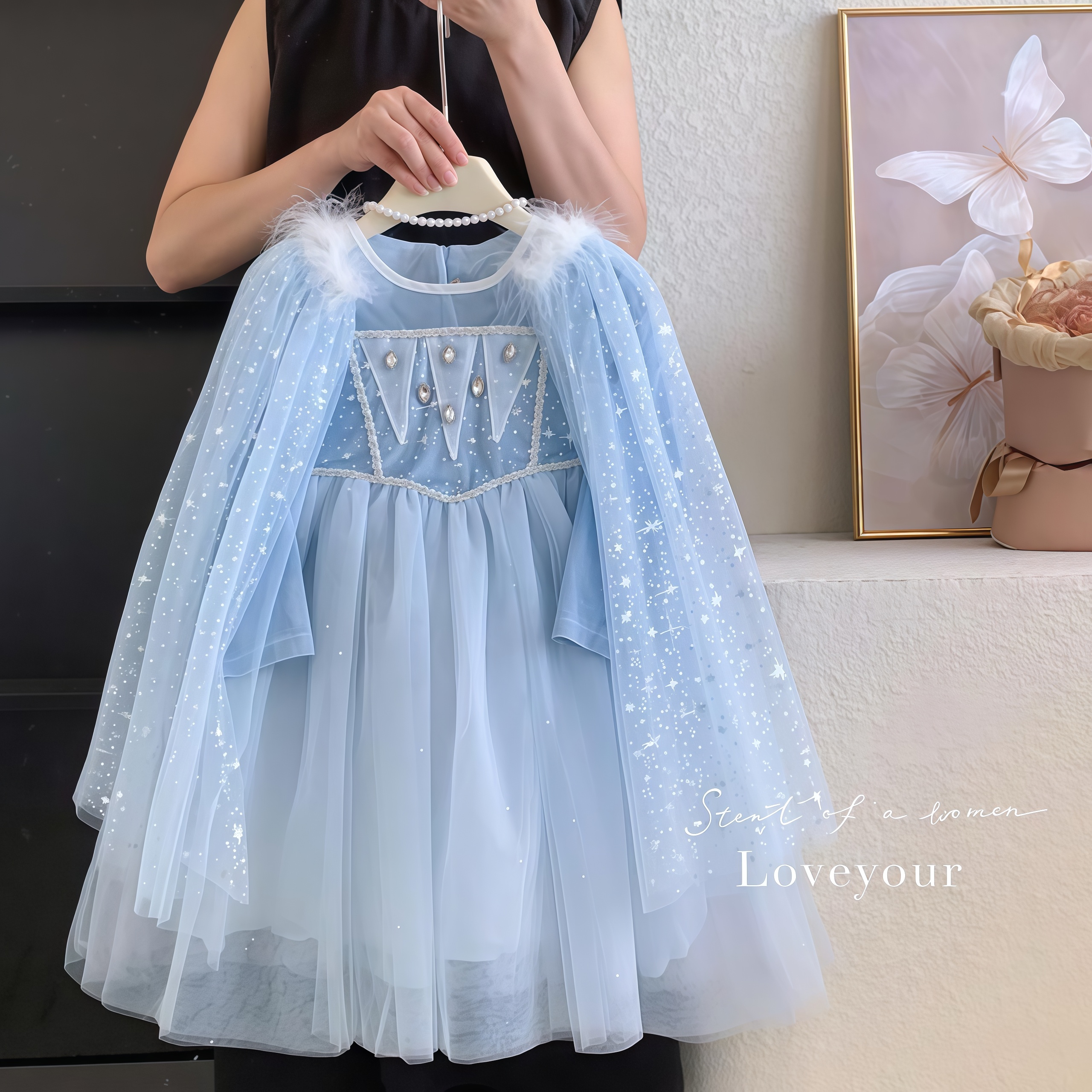 女童高端艾莎公主裙生日礼服纱裙