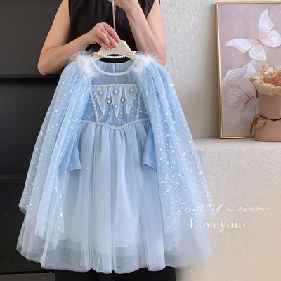 女童高端艾莎公主裙生日礼服纱裙