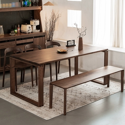 北美黑胡桃木餐桌长方形实木桌子