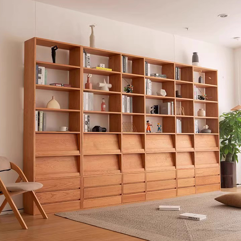 北美黑胡桃木樱桃木定制满墙书架