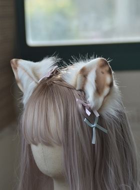 三尾树原创斑点猫猫兽耳Lolita手作耳朵可爱发箍发夹kc头饰