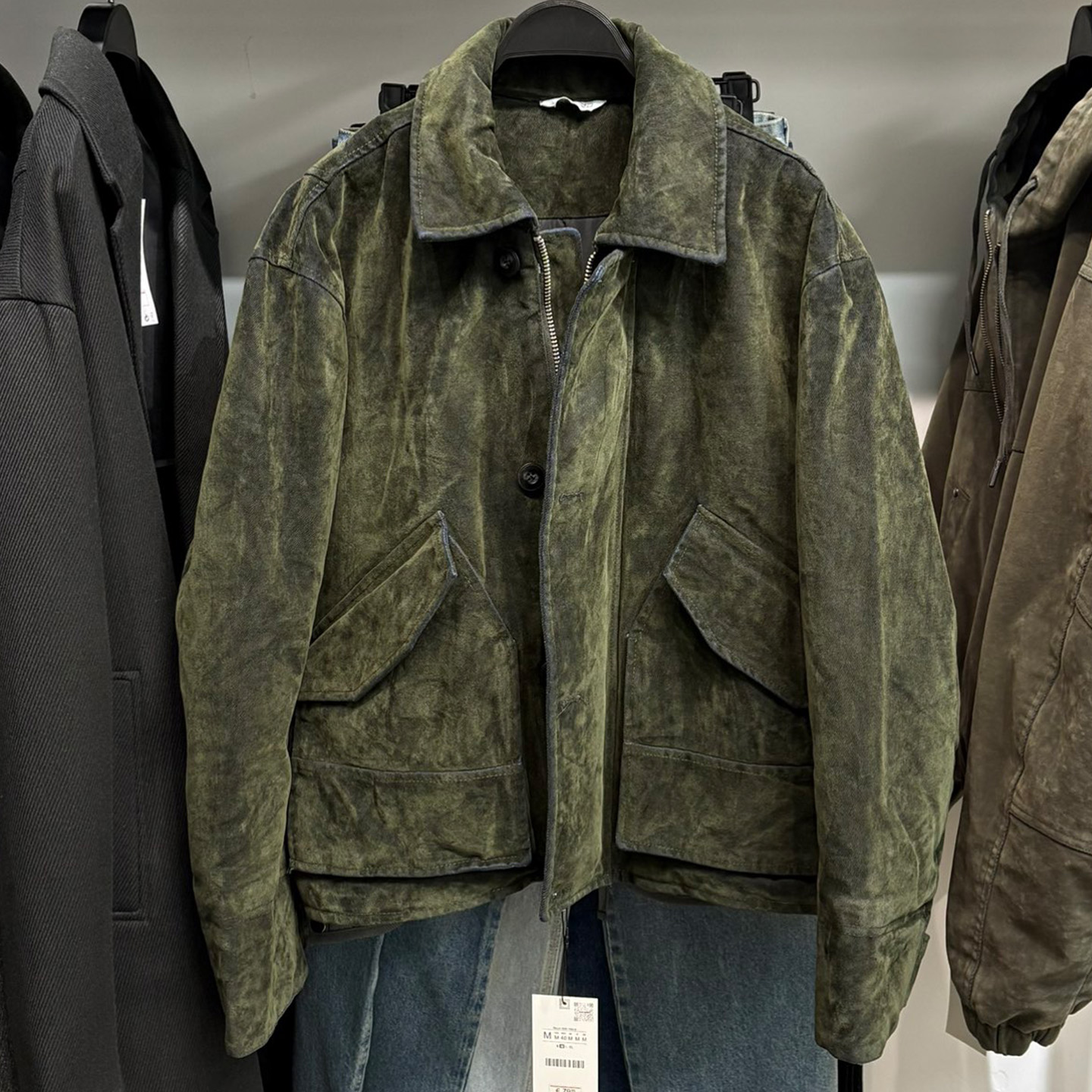 柜859！ZA男装仿天鹅绒斜纹夹克