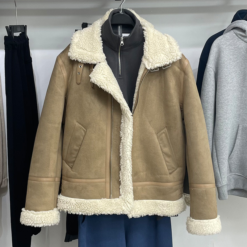 男装冬季仿羊羔毛皮毛一体夹克