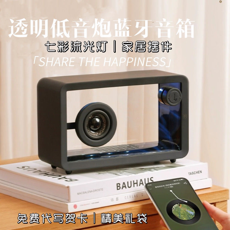 北欧风简约透明炫彩蓝牙音箱客厅创意氛围灯蓝牙音响卧室摆件礼物