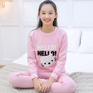 保暖内衣女套装加绒加厚纯棉少女初中高中学生秋衣秋裤女大童女孩