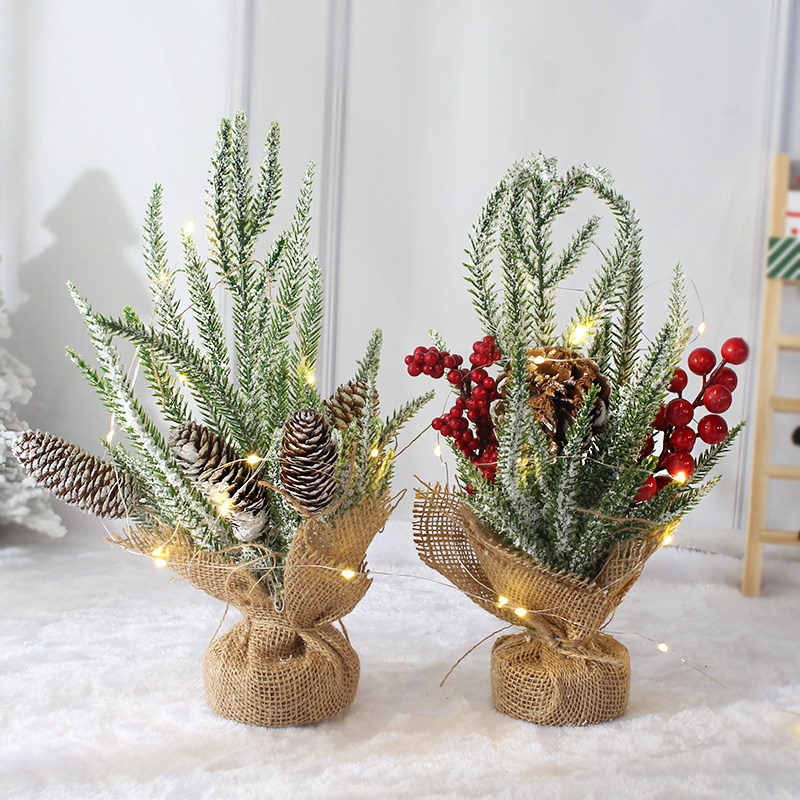 圣诞节装饰品迷你桌面落雪圣诞树盆景吧台柜台家用摆件圣诞节礼物