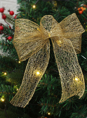 圣诞节装饰品18*21cm大号多层镂空亮片蝴蝶结丝带圣诞树顶挂件