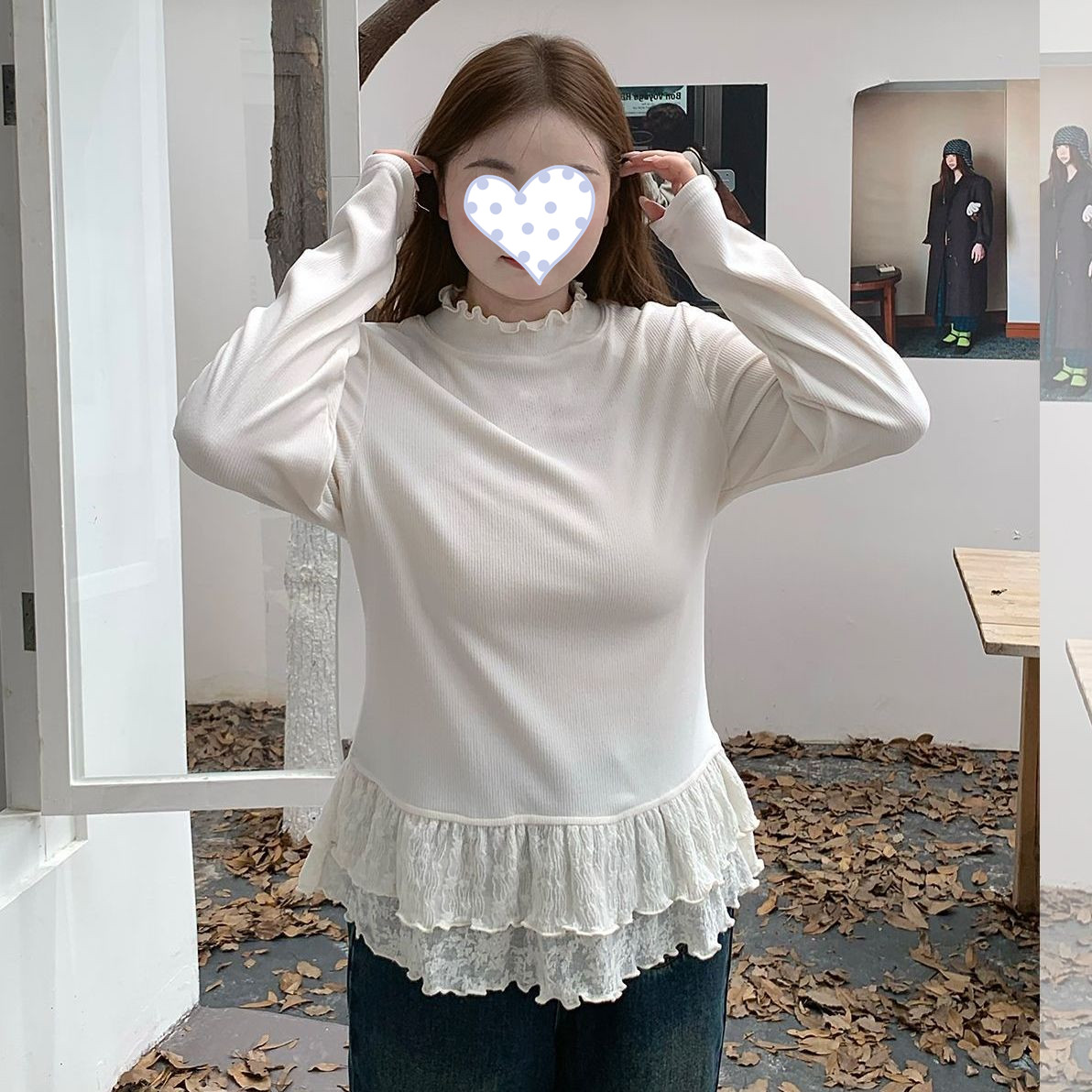 200斤大码女装秋冬打底衫德绒上衣蕾丝花边木耳边半高领内搭外穿