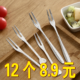 水果叉套装创意可爱不锈钢吃水果的小叉子儿童家用304一次性宝宝