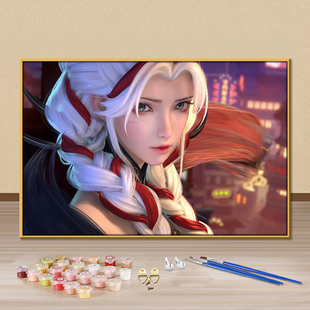 王者荣耀杨玉环数字油画diy填色画手工定制丙烯画手绘客厅装饰画