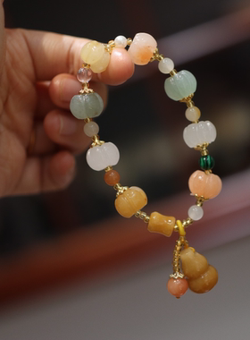 新中式手串金丝南瓜串珠手链女款复古轻奢高级手饰葫芦好运礼物