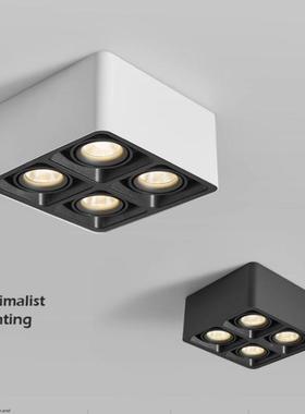 四头无主射灯led3w 7w 12w孔灯豆胆灯Acob背景墙灯天花灯方形灯盘