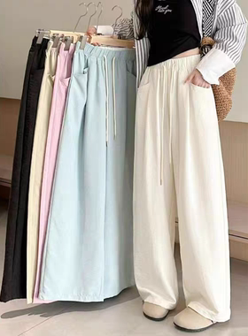 美式高街白色休闲运动短裤女2025夏季新款高腰显瘦宽松阔腿热裤子