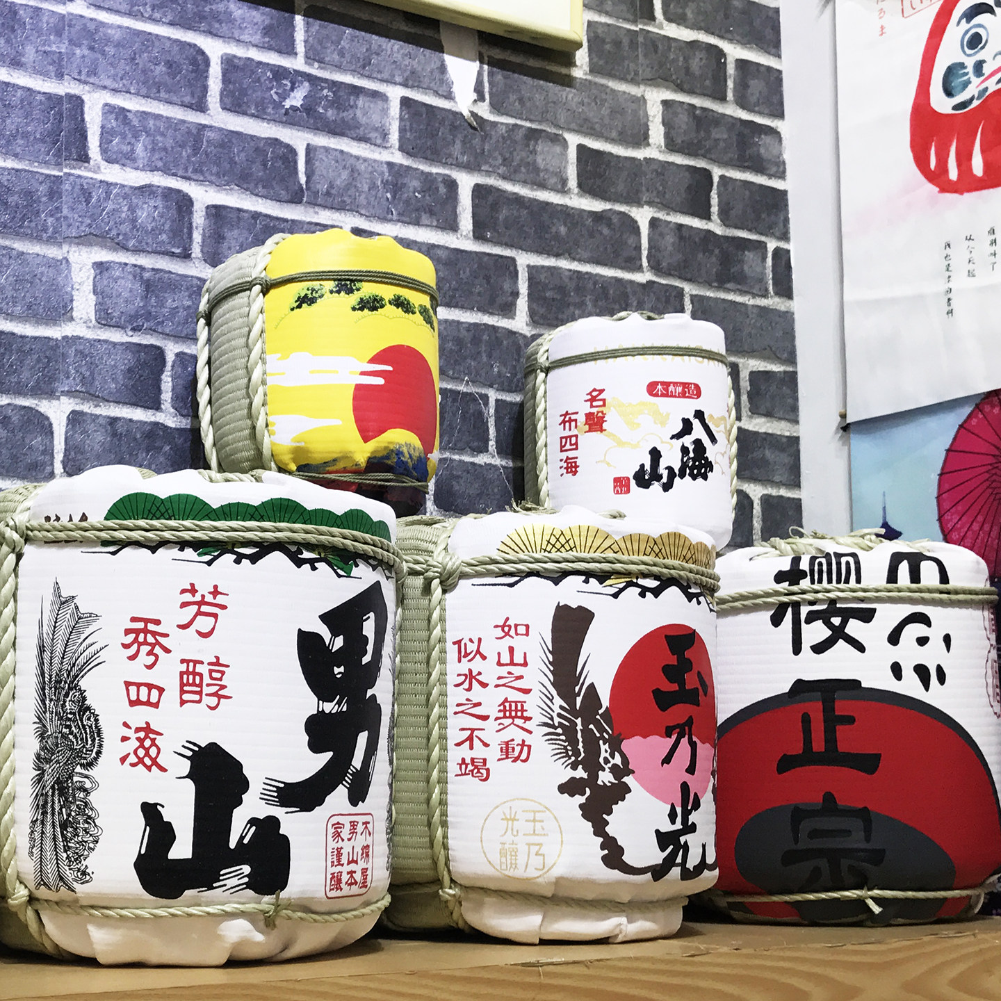 寿司店装饰酒樽日式摆件清酒酒桶和风居酒屋料理店门口招财摆设品