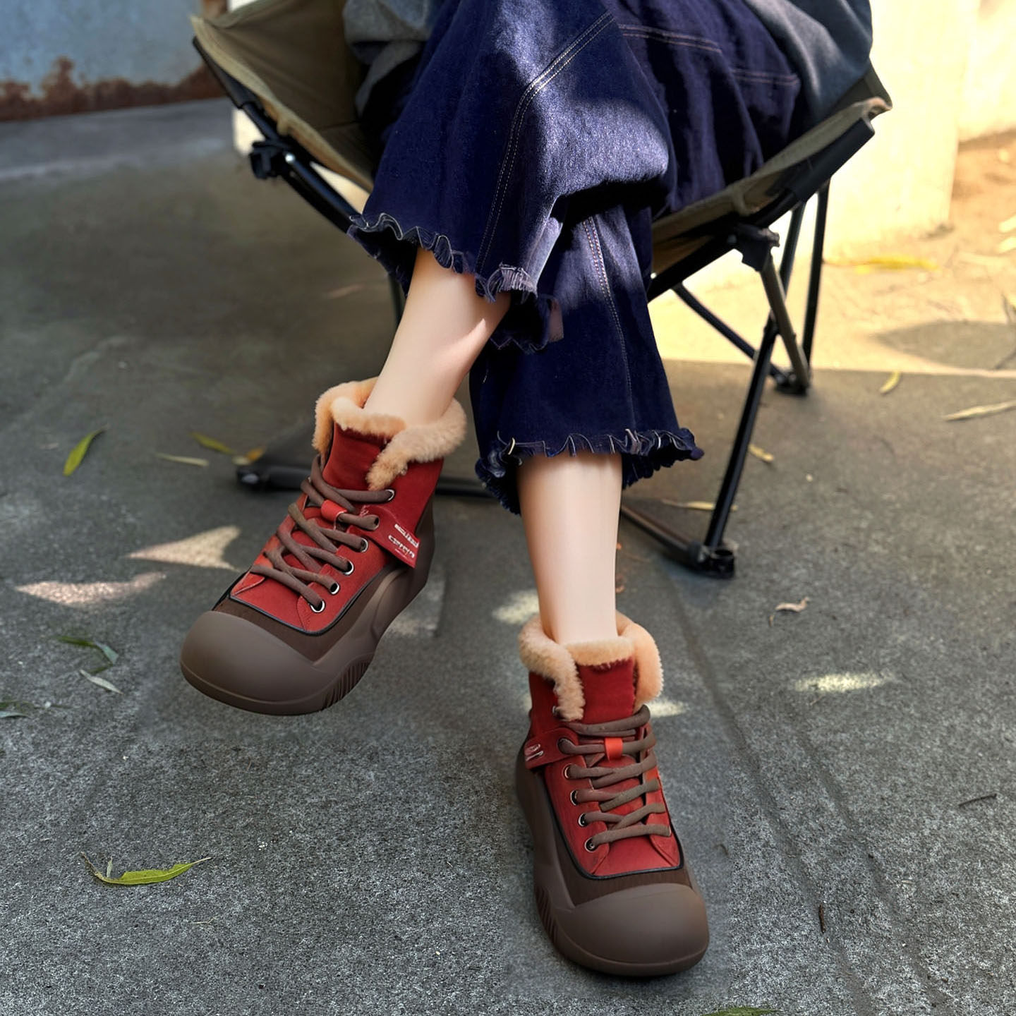 原创手工头层牛皮休闲复古棉靴