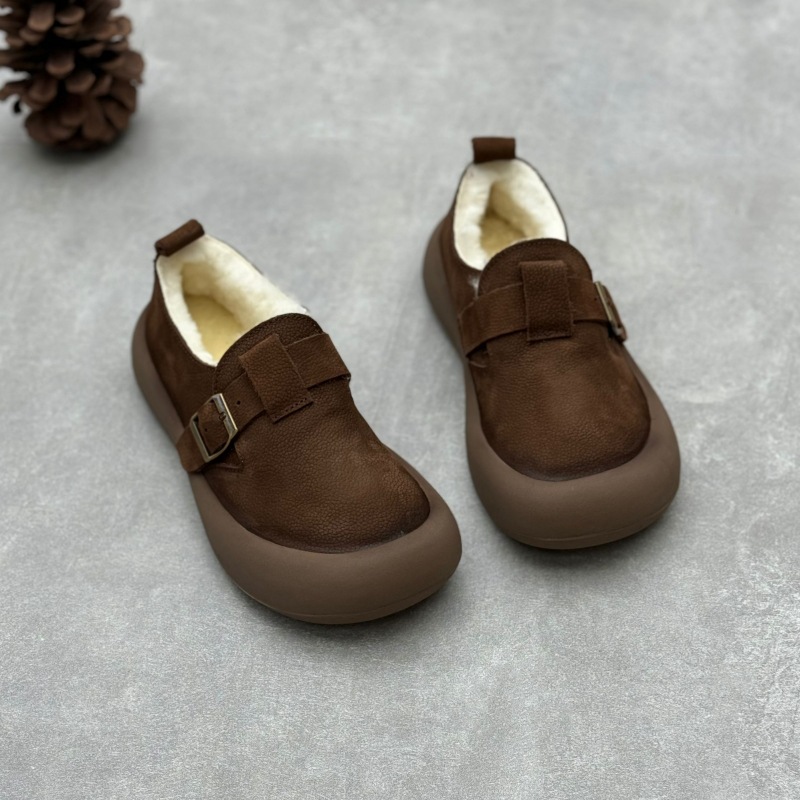 头层牛皮加厚羊皮毛一体复古棉鞋