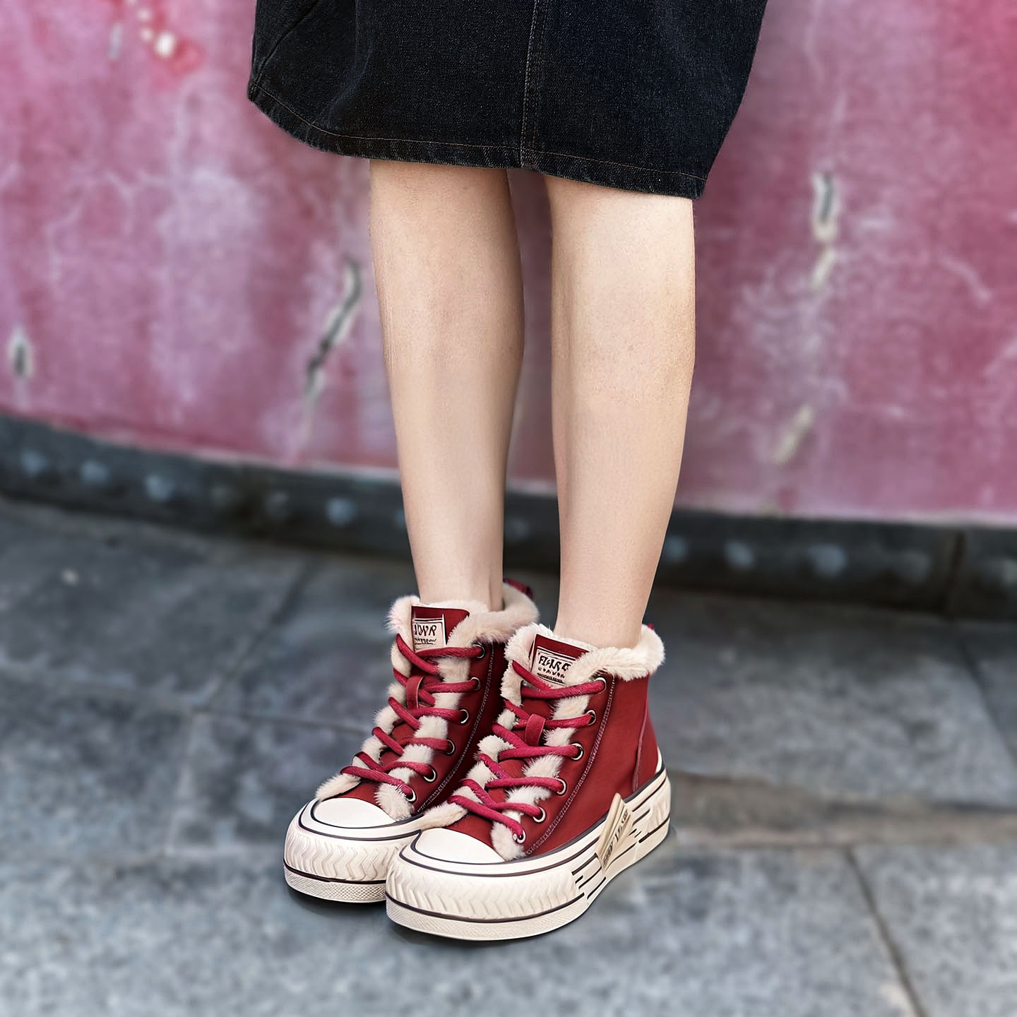 原创设计头层牛皮加绒高帮棉鞋