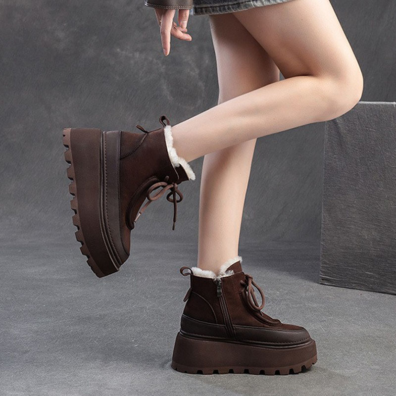 头层牛皮加厚羊毛增高厚底雪地靴