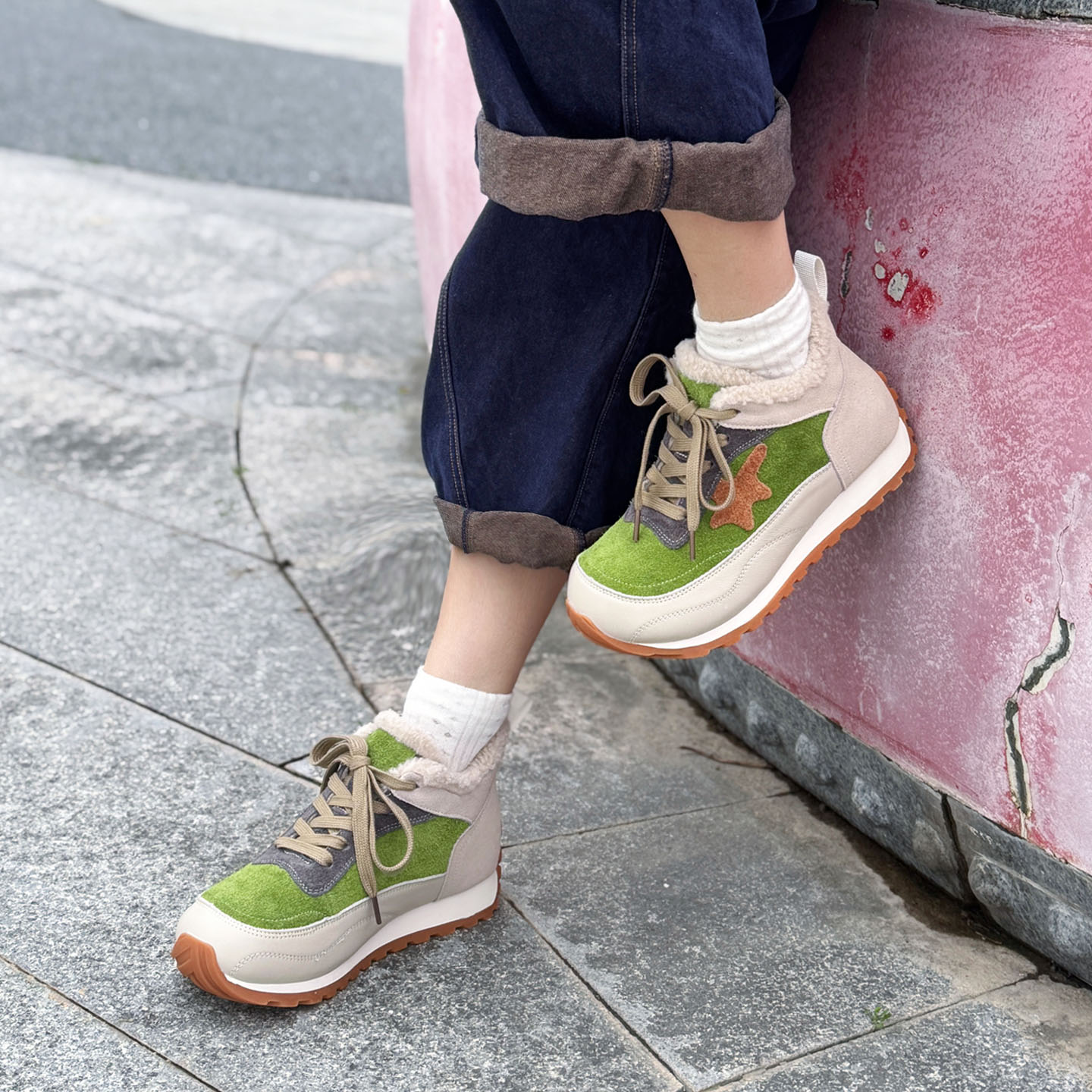 原创手工头层牛皮时尚休闲棉鞋