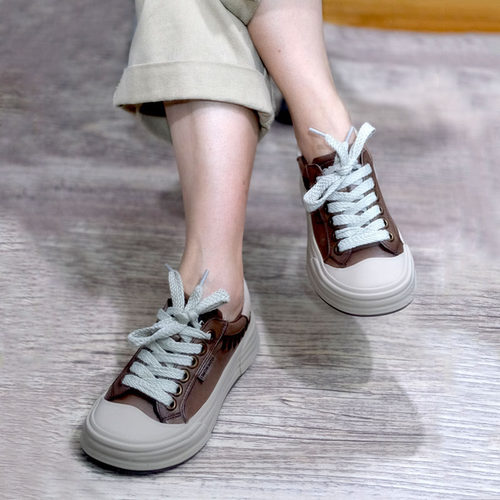 头层牛皮休闲运动厚底单鞋