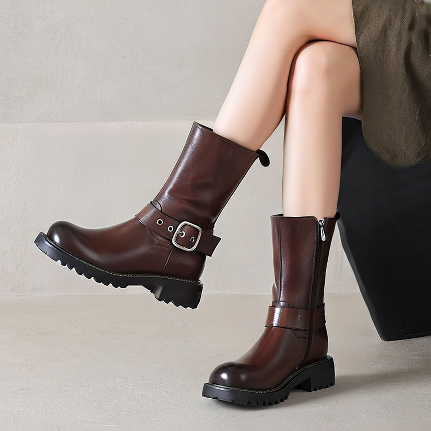 原创设计头层牛皮时尚西部骑士靴