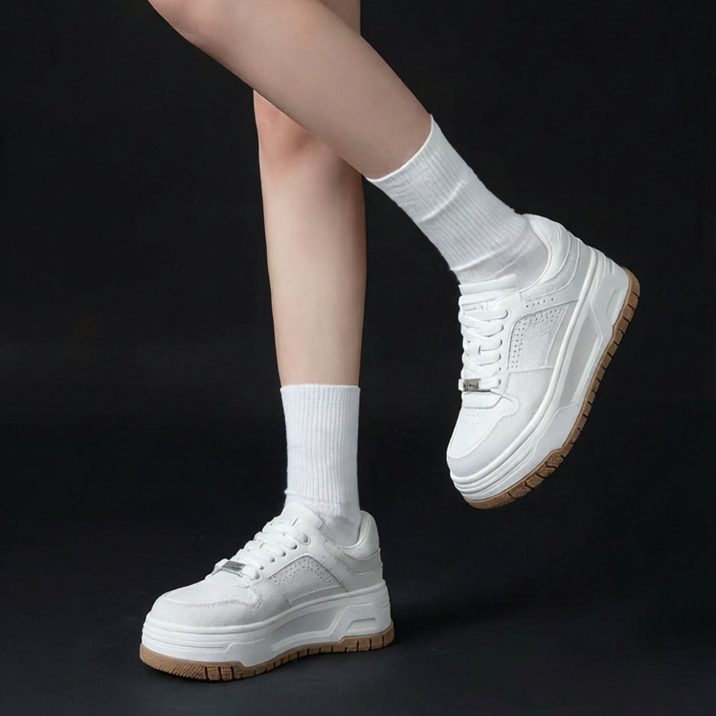 高端头层牛皮单鞋女2026新款系带时尚休闲厚底松糕跟鞋增高小白鞋,女鞋,松糕（摇摇）鞋,淘宝优惠券,粉丝福利购,淘宝优惠卷