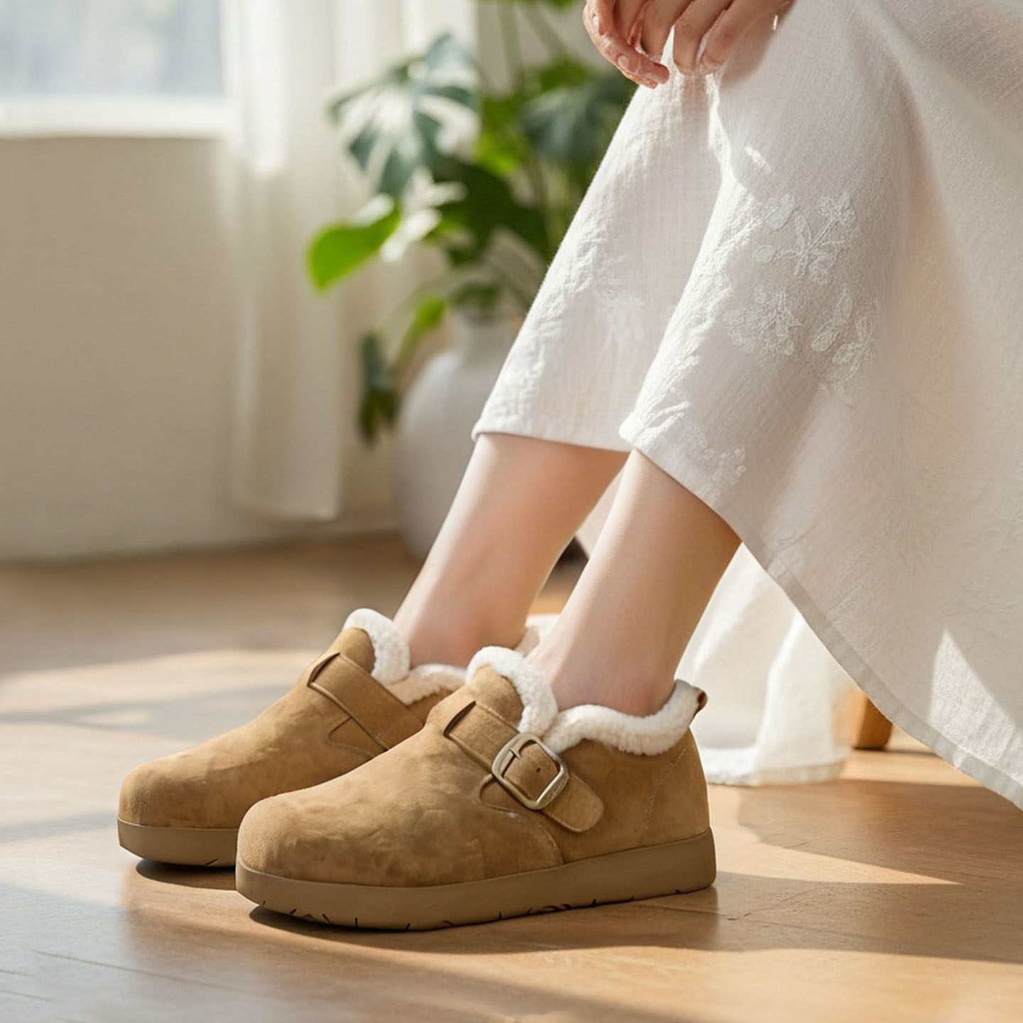 小婉高端磨砂牛皮勃肯棉鞋女冬季加绒保暖休闲文艺复古平底毛毛鞋,女鞋,棉鞋,淘宝优惠券,粉丝福利购,淘宝优惠卷