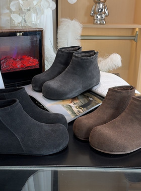 加绒保暖内增高厚底灰色全包高帮勃肯鞋女2025冬季新款勃肯小短靴