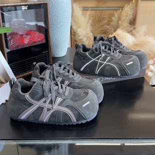 小个子 新款 加绒内增高厚底大头泡芙德训鞋 女2025冬季