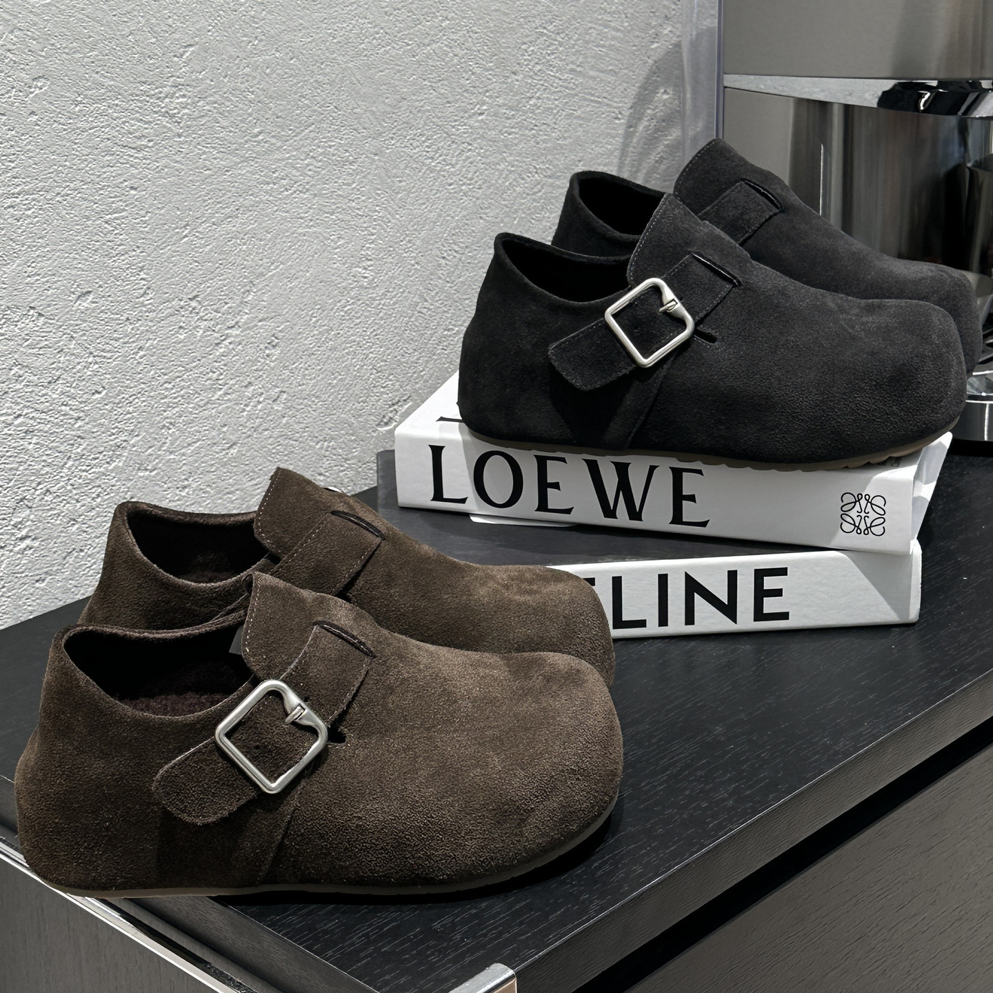 5cm内增高厚底真皮加绒勃肯鞋