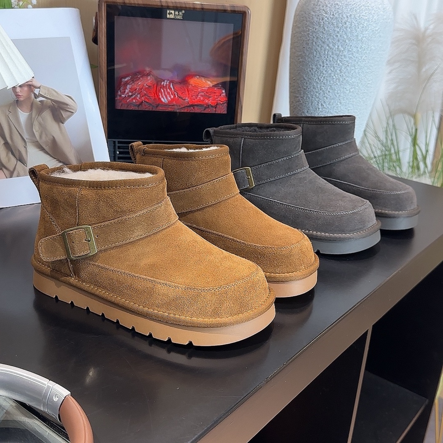 加绒加厚保暖雪地靴小短靴棉鞋