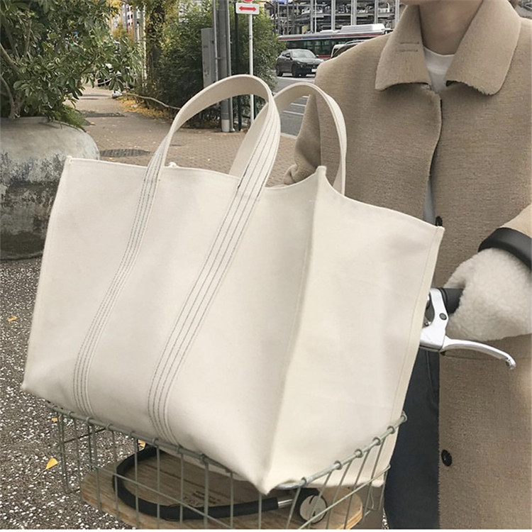 大容量学生上课帆布包包女2021新款日系原宿古着感手提托特包