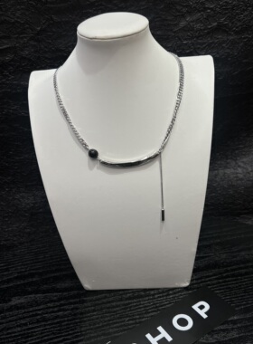 欧美简约气质黑玛瑙圆环项链小众设计高级感轻奢百搭锁骨链女