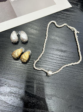 水滴港风气质冷淡风耳钉个性设计感时尚潮流磨砂耳环碎银几两项链