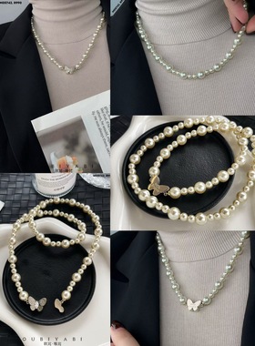 2026新款精致通勤金属蝴蝶珍珠项链气质简约锁骨链小众设计感颈链