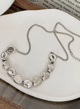 欧美异形串珠金属链条项链女ins冷淡风复古设计感锁骨链个性配饰