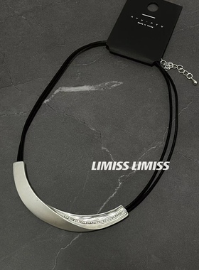 欧美个性时尚百搭高级感锁骨链夸张黑色圆绳金属带钻拉丝笑脸项链