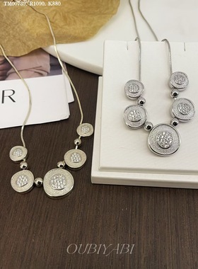 欧美时尚个性复古夸张圆形项链女冷淡风小众轻奢设计感百搭锁骨链