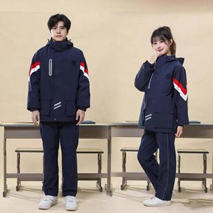 鹰潭市教育局统一冲锋衣校服冬季加绒加厚防风保暖秋季带校徽现货