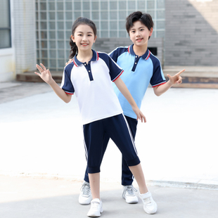 新款夏季校服学生短袖运动套装纯棉上衣初小学生班服休闲宽松套装