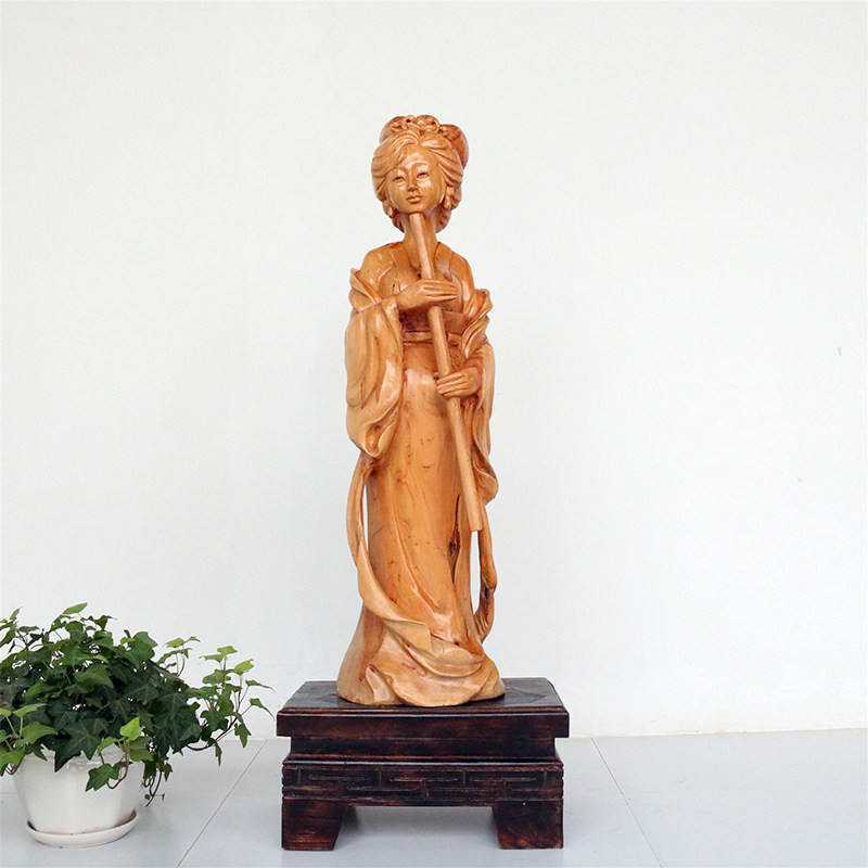 木雕手工雕刻香柏美女人物根雕摆件工艺品精品侍女收藏送礼佳品