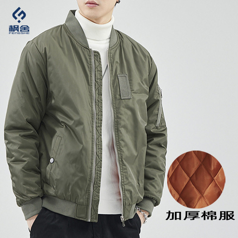 男装 /秋冬加绒加厚棉衣短款美式复古夹克外套棒球领面包服