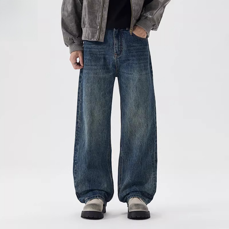 男装 /2026秋季新款潮牌简约百搭净版宽松阔腿牛仔裤长裤子