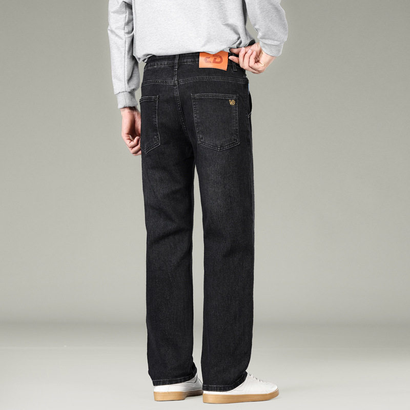 2025秋冬新款厚弹力商务男牛仔裤直筒窄版阔腿