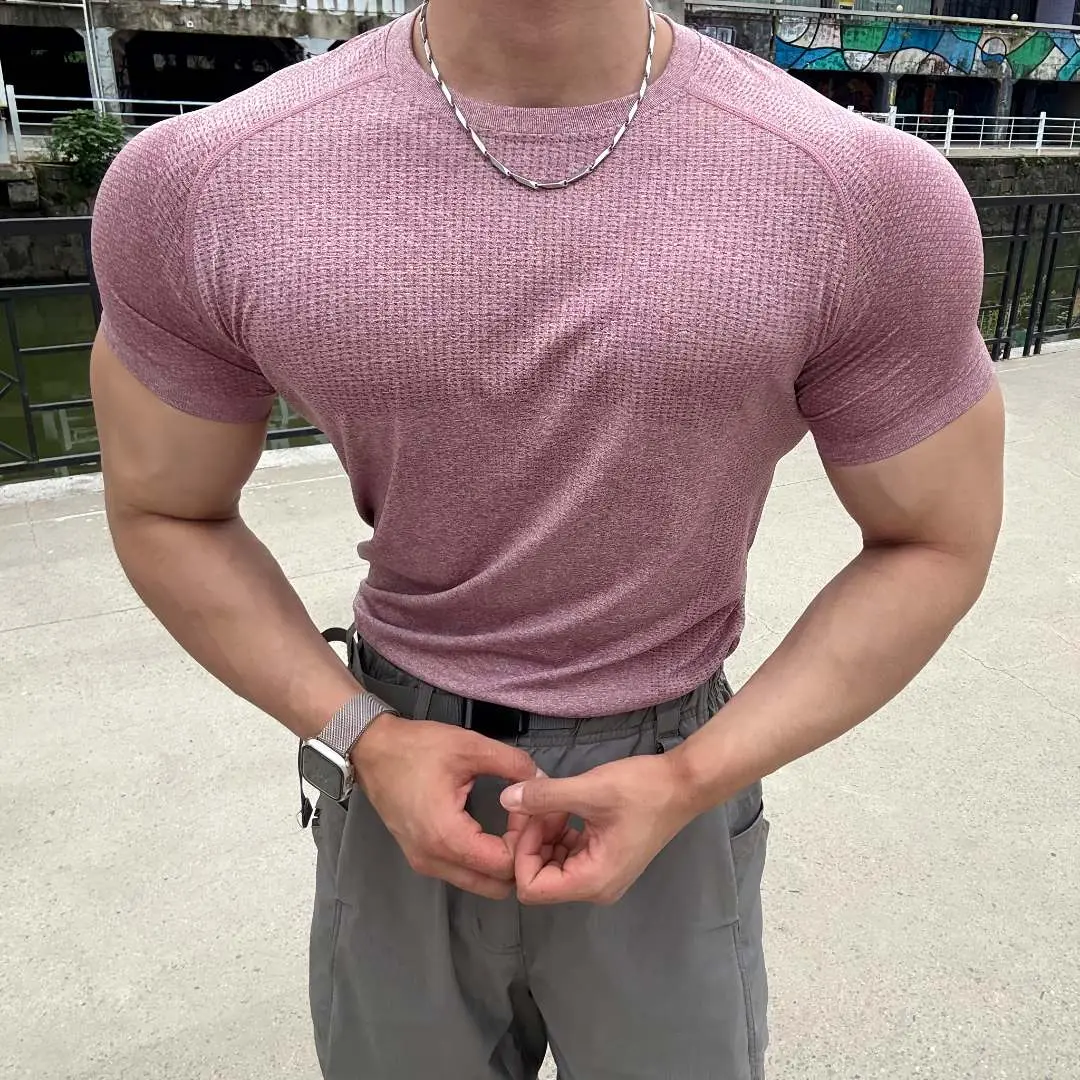 夏季美式无缝提花显大肌肉t恤健身衣服男弹力速干灰色收袖口短袖,运动服/休闲服装,健身衣,淘宝优惠券,粉丝福利购,淘宝优惠卷