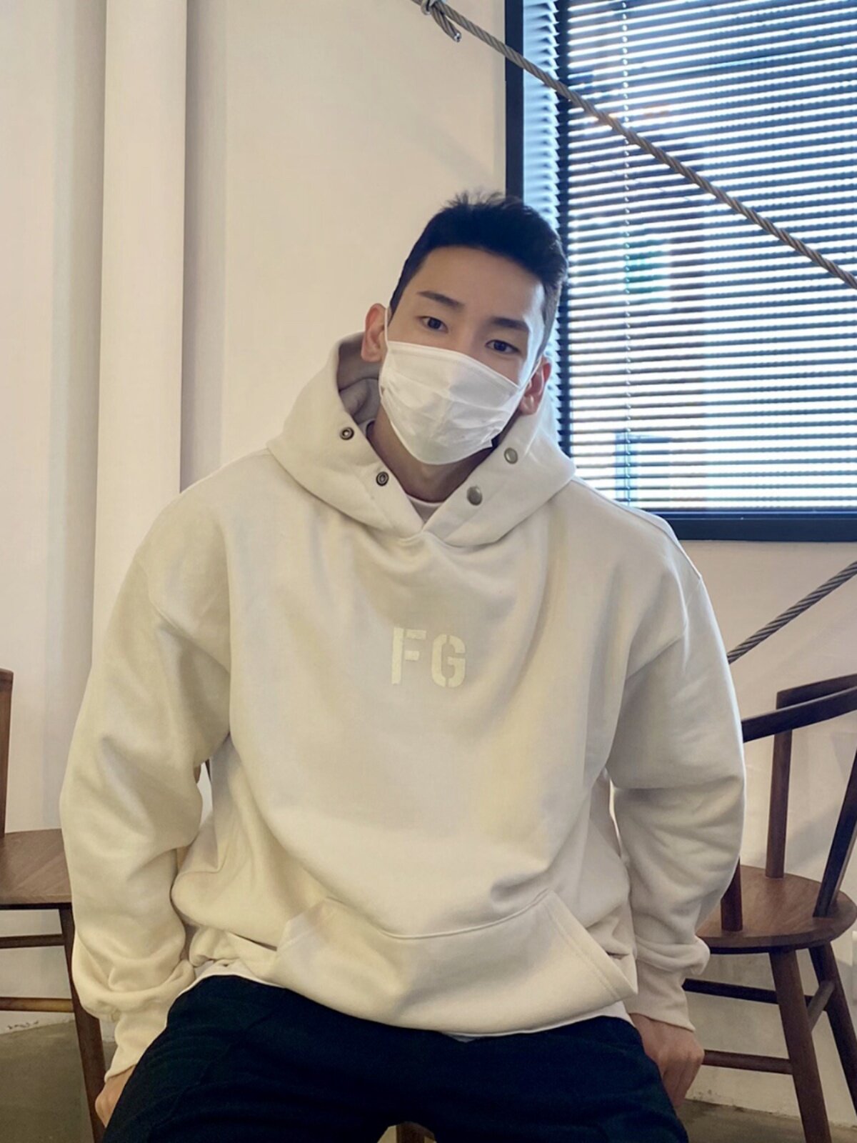FOG 벨벳 스포츠 운동복 남성용 긴팔 후드 캥거루 포켓 루즈 트렌디 브랜드 피트니스 아메리칸 근육 트레이닝 자켓