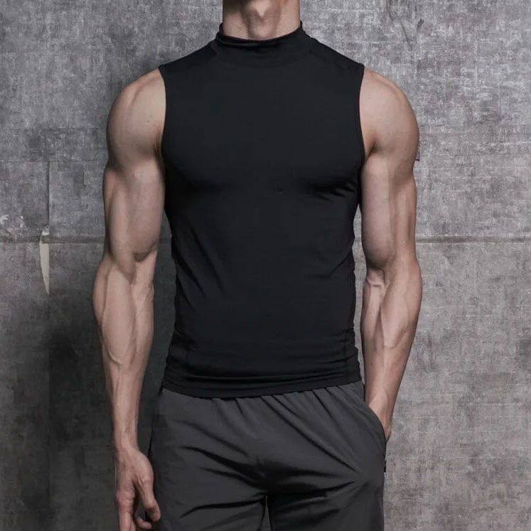 肌肉男健身训练服兄弟纯色透气打底运动无袖T恤高领弹力速干背心,运动服/休闲服装,健身衣,淘宝优惠券,粉丝福利购,淘宝优惠卷