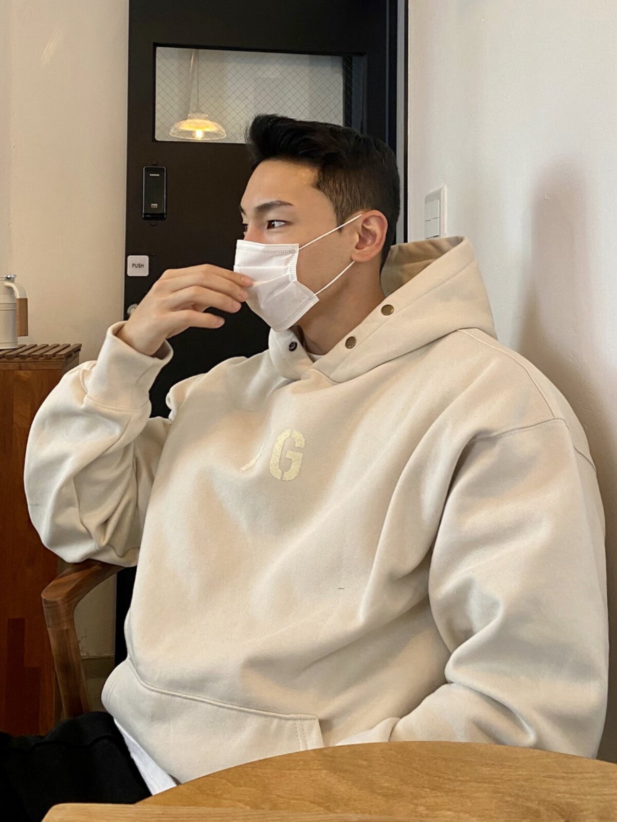 FOG 벨벳 스포츠 운동복 남성용 긴팔 후드 캥거루 포켓 루즈 트렌디 브랜드 피트니스 아메리칸 근육 트레이닝 자켓
