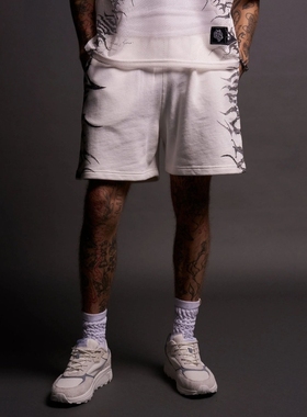 DARC SPORT男士短裤夏季运动健身棉质印花五分裤户外篮球训练短裤