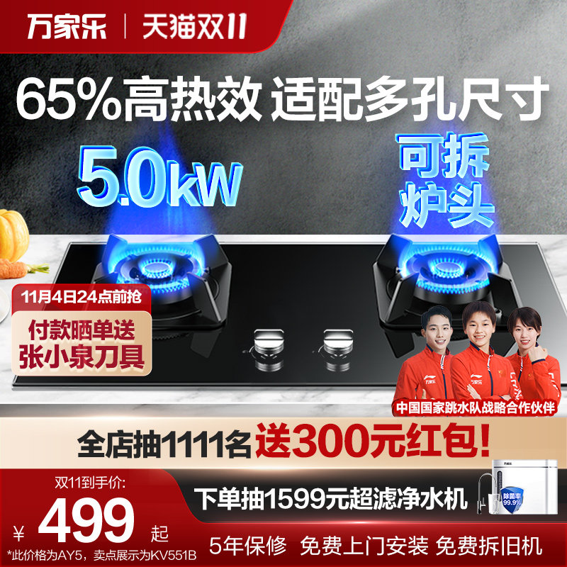 万家乐AY5/KV551B燃气灶家用厨房灶具天然气液化气煤气炉灶双灶属于什么档次？